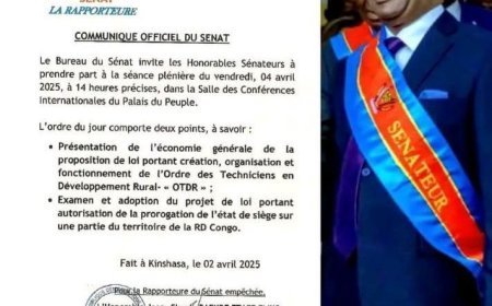 Sénat - RDC : Le sénateur Ngoyi Kasanji dépose un projet de loi pour la création de l'Ordre des techniciens en développement rural
