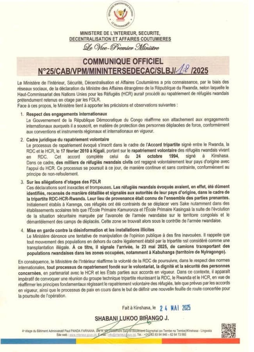 RDC-Rwanda : la controverse enfle autour du retour des réfugiés rwandais