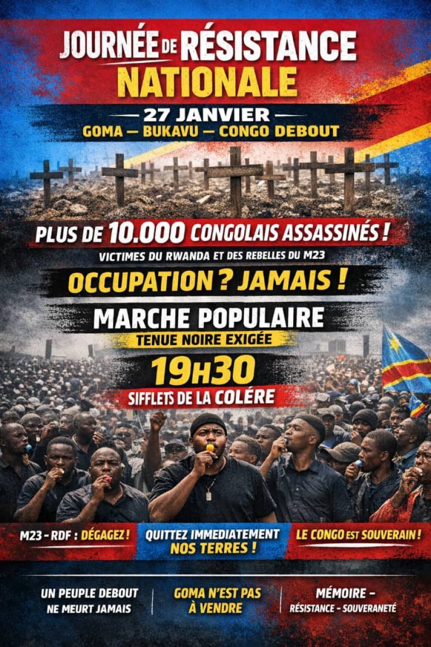 RDC : le collectif citoyen appelle à une journée de « Résistance » et de recueillement à Goma et Bukavu