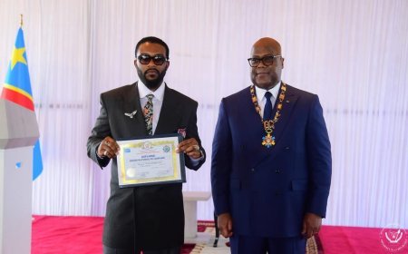 Fally Ipupa décoré par le Président Tshisekedi après son triomphe au Stade de France.