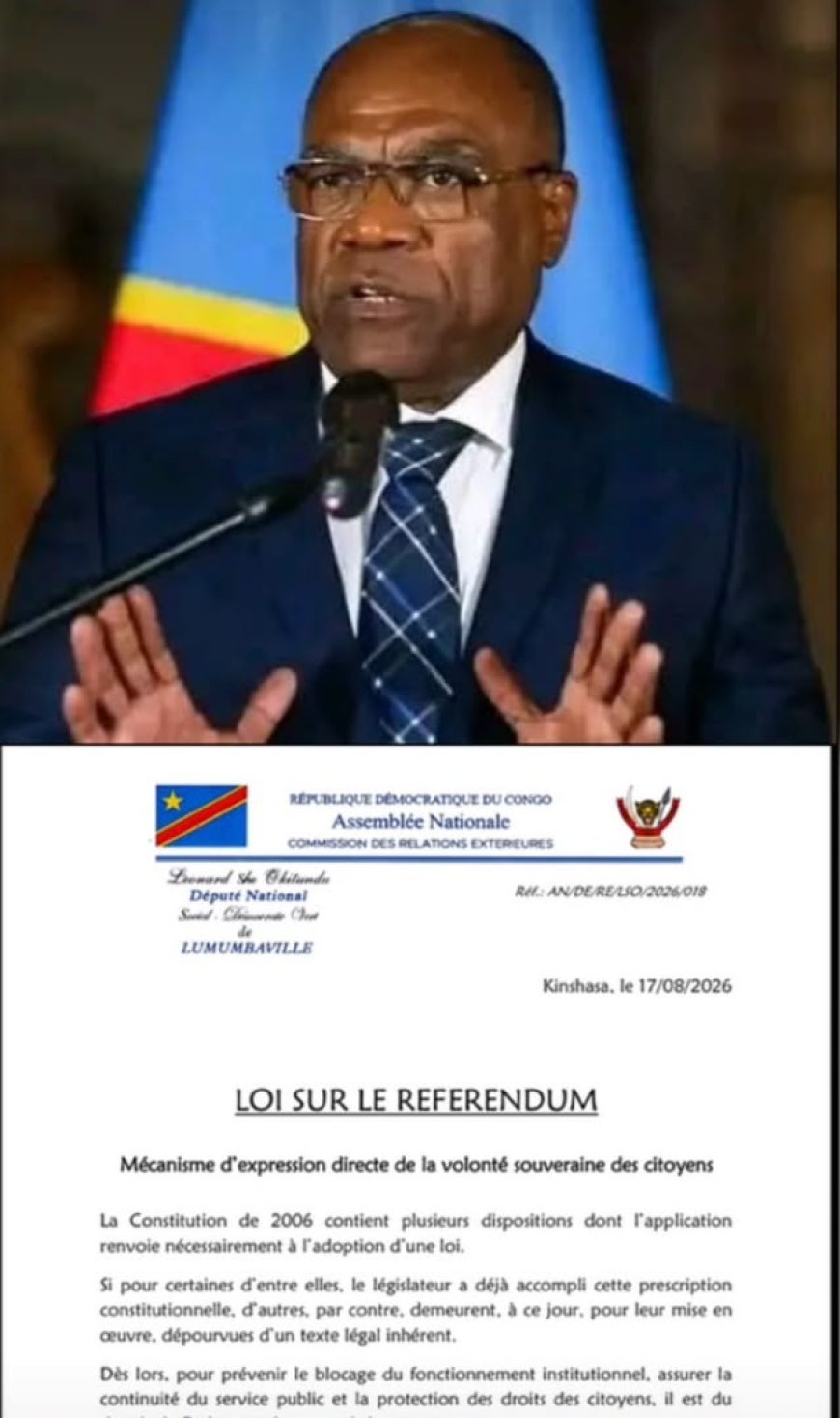 RDC : Légitimer le référendum, le plaidoyer choc de She Okitundu pour l'initiative Ngondankoy