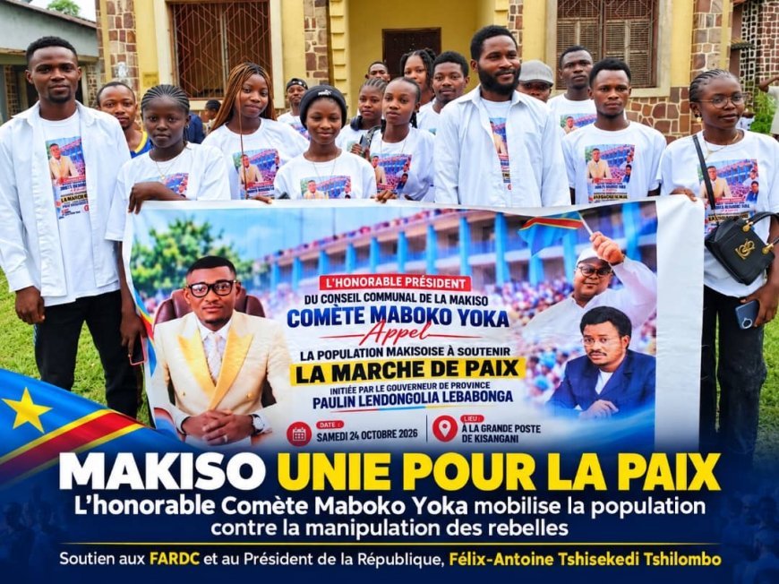 Tshopo : Comète Maboko Yoka mobilise les Makisois derrière Félix Tshisekedi lors d’une marche pour la paix