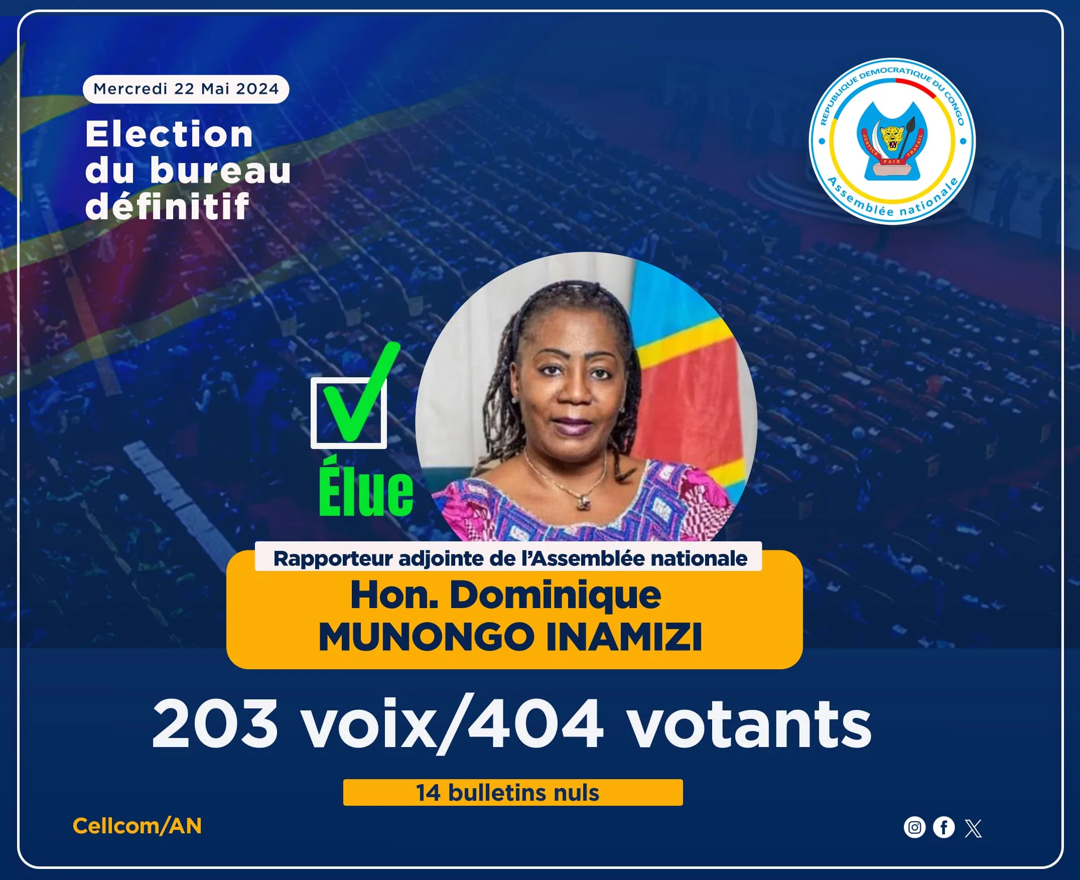 Élections du bureau définitif : Dominique Munongo bat Constant Mutamba au poste du rapporteur adjoint de l'Assemblée nationale de la RDC