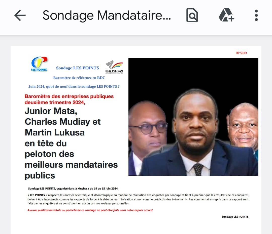 Application de la bonne gouvernance : Junior Mata meilleur mandataire public qui se distingue des autres&#8230;( Institut de Sondage “Les Points”)